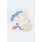 Fashion, accesorii si bijuterii - Copii - Imbracaminte copii - Body-uri copii - Set 2 body-uri bebe unisex -100% bumbac organic - Ecru/Bleu, BabyCosy (Marime: 12-18 Luni) - Infinity.ro