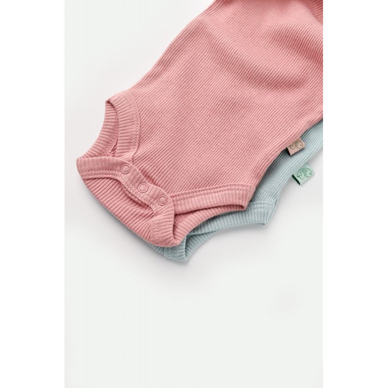 Fashion, accesorii si bijuterii - Copii - Imbracaminte copii - Body-uri copii - Set 2 body-uri bebe unisex din bumbac organic si modal - Mint/Rose, BabyCosy (Marime: 3-6 Luni) - Infinity.ro