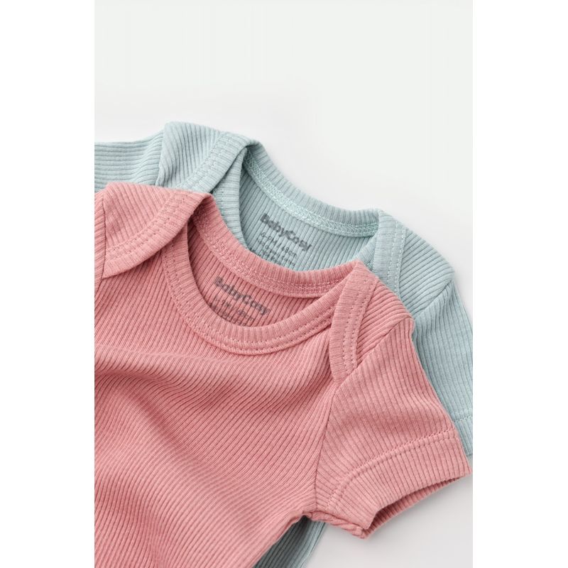 Fashion, accesorii si bijuterii - Copii - Imbracaminte copii - Body-uri copii - Set 2 body-uri bebe unisex din bumbac organic si modal - Mint/Rose, BabyCosy (Marime: 3-6 Luni) - Infinity.ro
