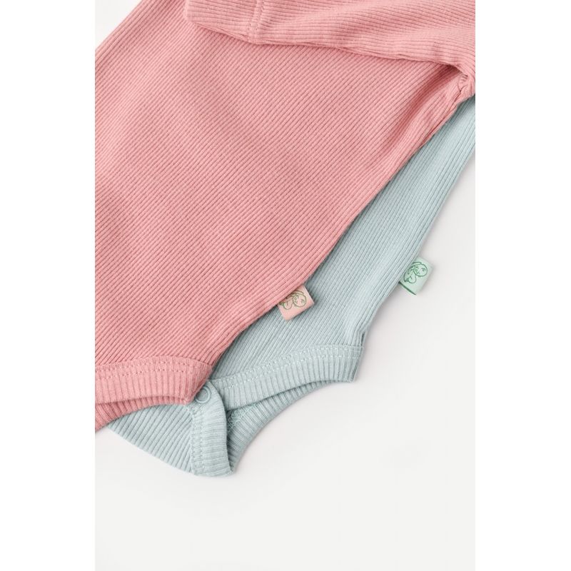 Fashion, accesorii si bijuterii - Copii - Imbracaminte copii - Body-uri copii - Set 2 body-uri cu maneca lunga bebe unisex din bumbac organic si modal - Mint/Rose, BabyCosy (Marime: 3-6 Luni) - Infinity.ro