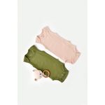 Fashion, accesorii si bijuterii - Copii - Imbracaminte copii - Body-uri copii - Set 2 body-uri fara maneci bebe unisex din bumbac organic si modal - Verde/Blush, BabyCosy (Marime: 9-12 luni) - Infinity.ro