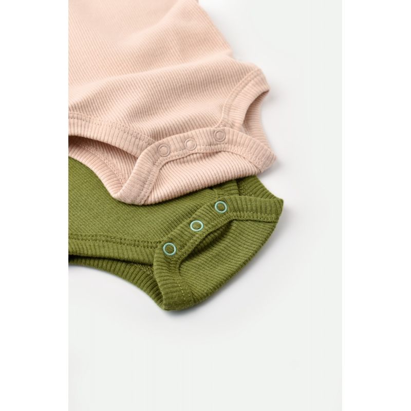 Fashion, accesorii si bijuterii - Copii - Imbracaminte copii - Body-uri copii - Set 2 body-uri fara maneci bebe unisex din bumbac organic si modal - Verde/Blush, BabyCosy (Marime: 9-12 luni) - Infinity.ro