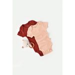 Fashion, accesorii si bijuterii - Copii - Imbracaminte copii - Body-uri copii - Set 2 body-uri bebe unisex din bumbac organic si modal - Caramiziu/Somon, BabyCosy (Marime: 12-18 Luni) - Infinity.ro