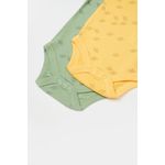 Fashion, accesorii si bijuterii - Copii - Imbracaminte copii - Body-uri copii - Set 2 body-uri cu maneca lunga Printed, BabyCosy, 50% modal+50% bumbac, Lamaie/Verde (Marime: 9-12 luni) - Infinity.ro