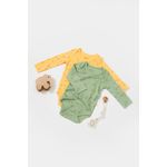 Fashion, accesorii si bijuterii - Copii - Imbracaminte copii - Body-uri copii - Set 2 body-uri cu maneca lunga Printed, BabyCosy, 50% modal+50% bumbac, Lamaie/Verde (Marime: 9-12 luni) - Infinity.ro