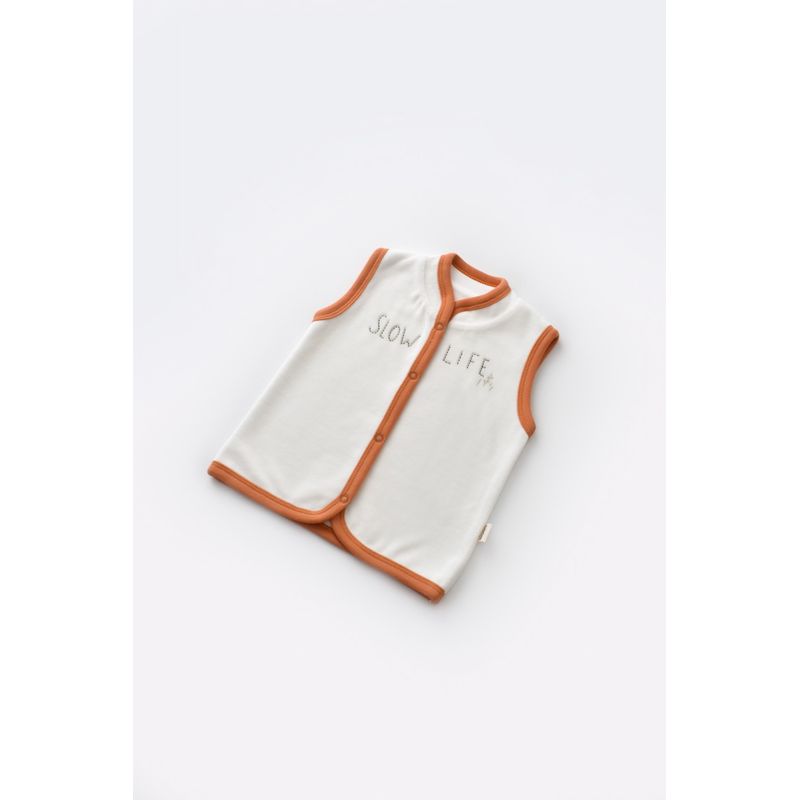 Fashion, accesorii si bijuterii - Copii - Imbracaminte copii - Body-uri copii - Set 3 piese Broscuta cu body, pantalonasi si vestuta din 80%bumbac organic si 20% poliester - Portocaliu, BabyCosy (Marime: 6-9 - Infinity.ro