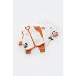 Fashion, accesorii si bijuterii - Copii - Imbracaminte copii - Body-uri copii - Set 3 piese Broscuta cu body, pantalonasi si vestuta din 80%bumbac organic si 20% poliester - Portocaliu, BabyCosy (Marime: 6-9 - Infinity.ro