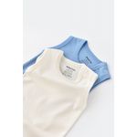 Fashion, accesorii si bijuterii - Copii - Imbracaminte copii - Body-uri copii - Set 2 body-uri fara maneci bebe unisex -100% bumbac organic - Ecru/Bleu, BabyCosy (Marime: 3-6 Luni) - Infinity.ro