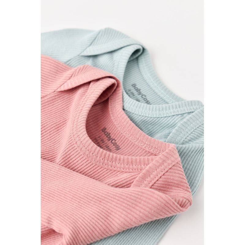 Fashion, accesorii si bijuterii - Copii - Imbracaminte copii - Body-uri copii - Set 2 body-uri cu maneca lunga bebe unisex din bumbac organic si modal - Mint/Rose, BabyCosy (Marime: 6-9 luni) - Infinity.ro