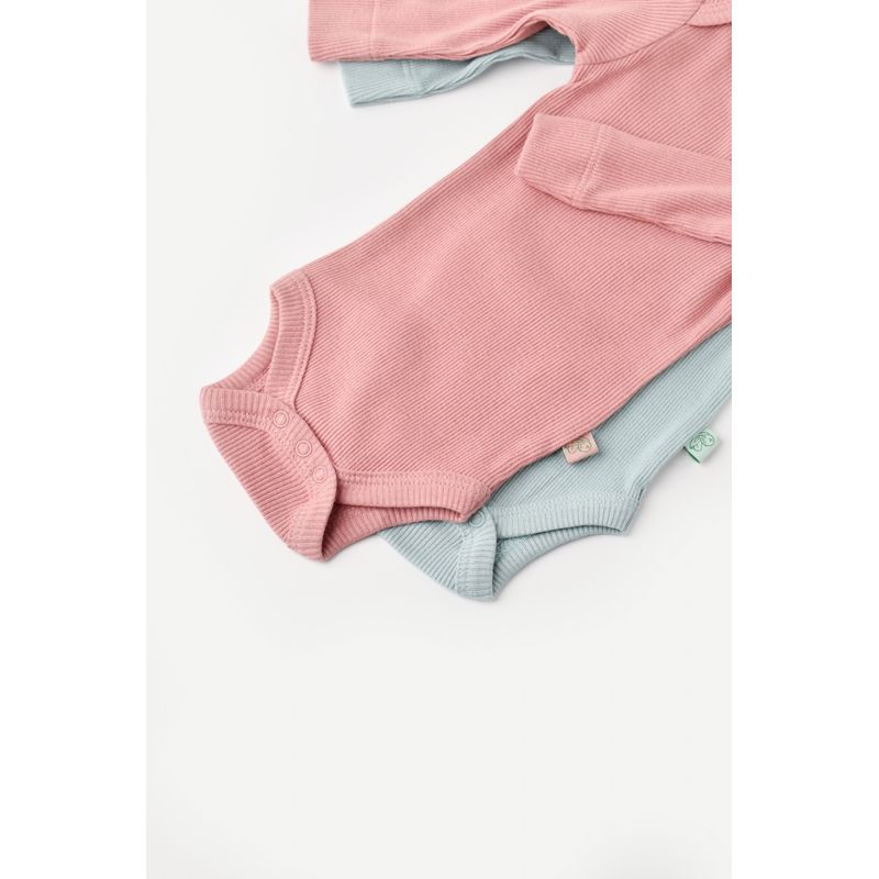Fashion, accesorii si bijuterii - Copii - Imbracaminte copii - Body-uri copii - Set 2 body-uri cu maneca lunga bebe unisex din bumbac organic si modal - Mint/Rose, BabyCosy (Marime: 6-9 luni) - Infinity.ro