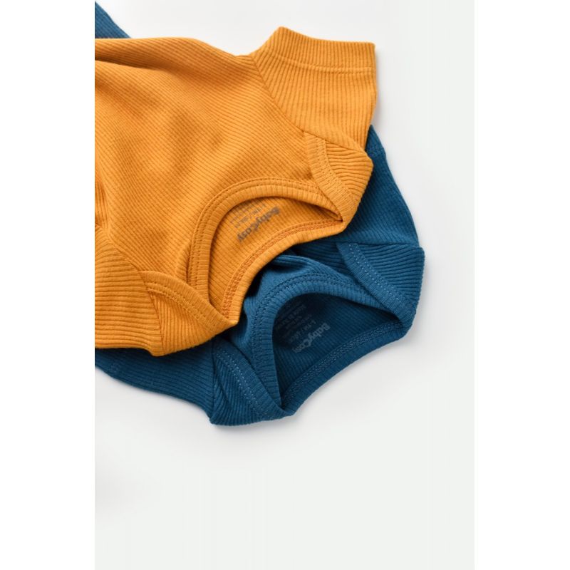 Fashion, accesorii si bijuterii - Copii - Imbracaminte copii - Body-uri copii - Set 2 body-uri bebe unisex din bumbac organic si modal - Bleumarin/Sofran, BabyCosy (Marime: 0-3 Luni) - Infinity.ro