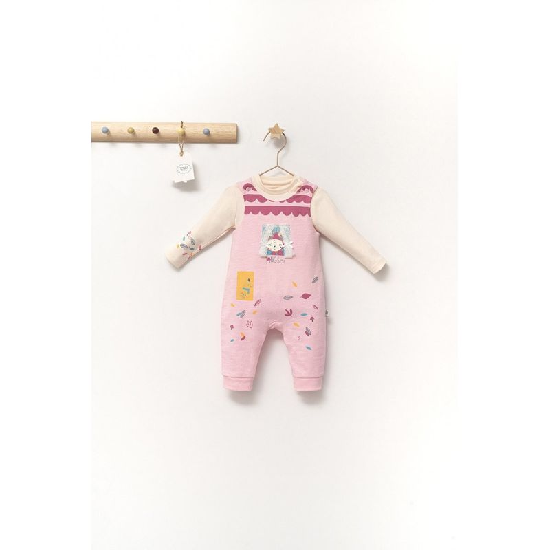 Fashion, accesorii si bijuterii - Copii - Imbracaminte copii - Salopete copii - Set salopeta cu bluzita Scufita rosie pentru bebelusi, Tongs baby (Marime: 6-9 luni, Culoare: Corai) - Infinity.ro