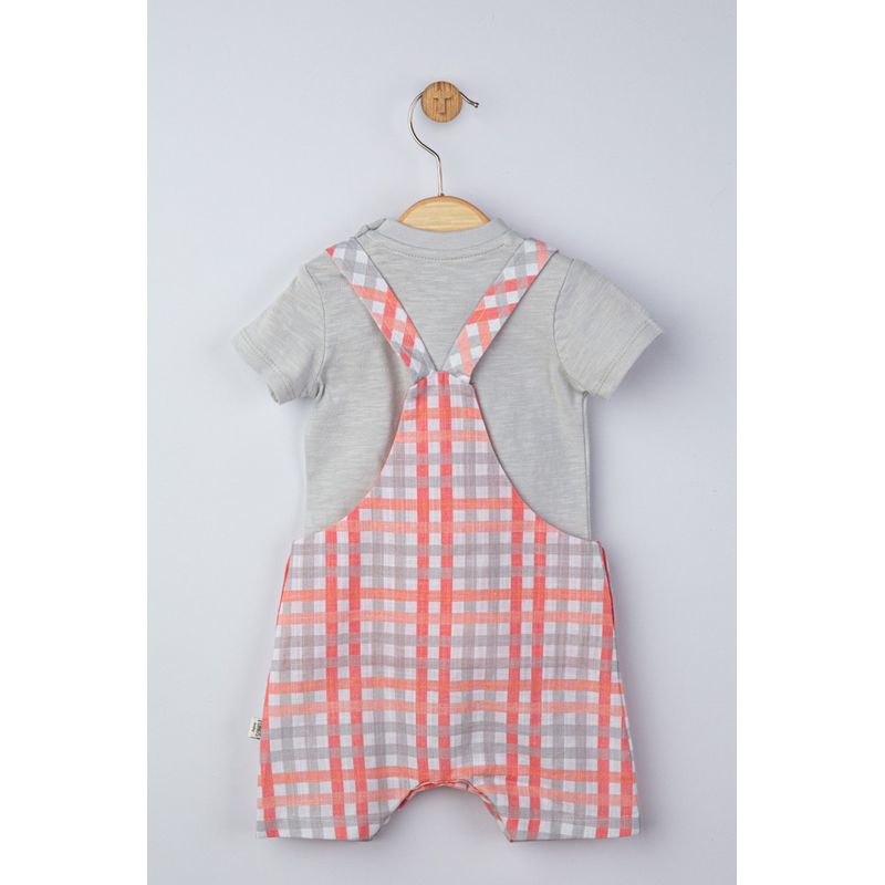 Fashion, accesorii si bijuterii - Copii - Imbracaminte copii - Salopete copii - Set salopeta cu tricou in carouri pentru bebelusi, Tongs baby (Culoare: Galben, Marime: 3-6 Luni) - Infinity.ro