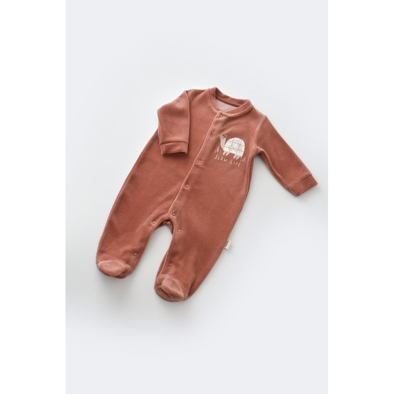 Fashion, accesorii si bijuterii - Copii - Imbracaminte copii - Salopete copii - Set Broscuta cu salopeta si body din 80%bumbac organic si 20% poliester - Caramiziu, BabyCosy (Marime: 3-6 Luni) - Infinity.ro