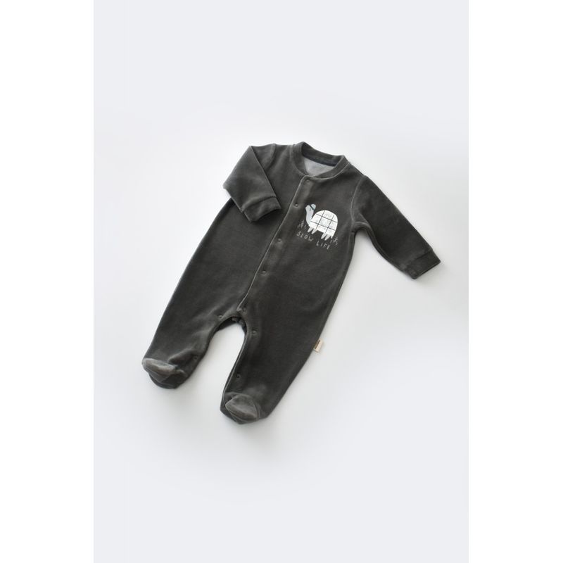 Fashion, accesorii si bijuterii - Copii - Imbracaminte copii - Salopete copii - Set Broscuta cu salopeta si body din 80%bumbac organic si 20% poliester - Antracit, BabyCosy (Marime: 3-6 Luni) - Infinity.ro