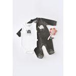 Fashion, accesorii si bijuterii - Copii - Imbracaminte copii - Salopete copii - Set Broscuta cu salopeta si body din 80%bumbac organic si 20% poliester - Antracit, BabyCosy (Marime: 3-6 Luni) - Infinity.ro