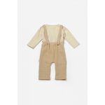 Fashion, accesorii si bijuterii - Copii - Imbracaminte copii - Body-uri copii - Set bluza si salopeta, Winter muselin, 100% bumbac - Apricot, BabyCosy (Marime: 6-9 luni) - Infinity.ro