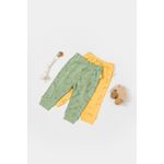 Fashion, accesorii si bijuterii - Copii - Imbracaminte copii - Pantaloni copii - Set 2 pantalonasi Printed, BabyCosy, 50% modal+50% bumbac, Verde/Lamaie (Marime: 3-6 Luni) - Infinity.ro