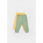 Fashion, accesorii si bijuterii - Copii - Imbracaminte copii - Pantaloni copii - Set 2 pantalonasi Printed, BabyCosy, 50% modal+50% bumbac, Verde/Lamaie (Marime: 6-9 luni) - Infinity.ro