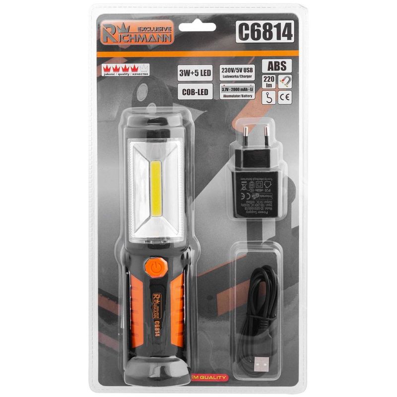 Casa si Gradina - Corpuri si surse de iluminat - Iluminat exterior - Lanterne - Lanterna lucru, LED COB, 3 W, 220 lm, USB, Richmann Exclusive - Infinity.ro