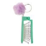 Ingrijire personala si Cosmetice - Ingrijire personala - Ingrijire par - Perii de par si piepteni - Perie par compacta, cu oglinda, pompon colorat, verde/roz, travel size 7.5cm - Infinity.ro