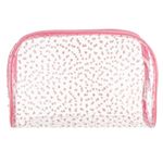 Ingrijire personala si Cosmetice - Machiaj - Portfarduri si genti cosmetice - Portfard transparent, model inimi roz, dimensiuni 28.5 x 11 x 17cm, pvc - Infinity.ro