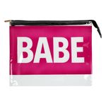 Ingrijire personala si Cosmetice - Machiaj - Portfarduri si genti cosmetice - Portfard pvc transparent, model babe, fucsia, 29 x 23cm - Infinity.ro