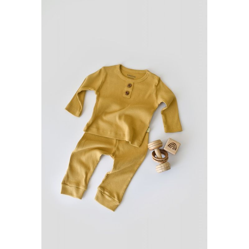 Fashion, accesorii si bijuterii - Copii - Imbracaminte copii - Treninguri si compleuri copii - Set bluzita cu maneca lunga si pantaloni lungi din bumbac organic si modal - Sofran BabyCosy (Marime: 6-9 luni) - Infinity.ro