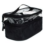 Ingrijire personala si Cosmetice - Machiaj - Portfarduri si genti cosmetice - Portfard valiza, model transparent, dimensiuni 22 x 12 x 13cm, culoare negru - Infinity.ro