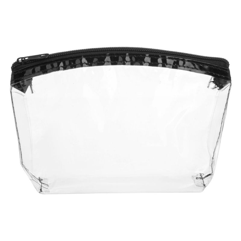Ingrijire personala si Cosmetice - Machiaj - Portfarduri si genti cosmetice - Portfard transparent, fermoar negru, dimensiuni 19.5 x 12 x 5cm - Infinity.ro