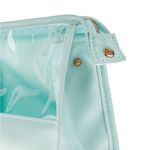 Ingrijire personala si Cosmetice - Machiaj - Portfarduri si genti cosmetice - Portfard, turcoaz, transparent, fermoar auriu, dimensiuni 21.5 x 6 x 14cm - Infinity.ro