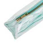 Ingrijire personala si Cosmetice - Machiaj - Portfarduri si genti cosmetice - Portfard, turcoaz, transparent, fermoar auriu, dimensiuni 21.5 x 6 x 14cm - Infinity.ro