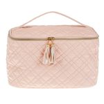 Ingrijire personala si Cosmetice - Machiaj - Portfarduri si genti cosmetice - Portfard valiza matlasat, model cu maner, culoare roz, dimensiuni 31 x 19 x 16cm - Infinity.ro