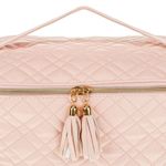 Ingrijire personala si Cosmetice - Machiaj - Portfarduri si genti cosmetice - Portfard valiza matlasat, model cu maner, culoare roz, dimensiuni 31 x 19 x 16cm - Infinity.ro