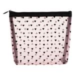 Ingrijire personala si Cosmetice - Machiaj - Portfarduri si genti cosmetice - Portfard transparent, model inimi, fermoar negru, 19 x 4 x 16.5cm, roz si negru - Infinity.ro