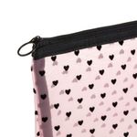 Ingrijire personala si Cosmetice - Machiaj - Portfarduri si genti cosmetice - Portfard transparent, model inimi, fermoar negru, 19 x 4 x 16.5cm, roz si negru - Infinity.ro