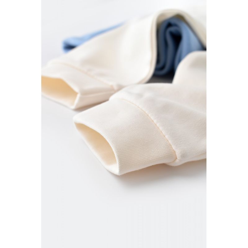 Fashion, accesorii si bijuterii - Copii - Imbracaminte copii - Treninguri si compleuri copii - Set bluzita cu maneca lunga si pantaloni lungi - bumbac organic 100% - Ecru, BabyCosy (Marime: 12-18 Luni) - Infinity.ro