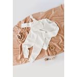 Fashion, accesorii si bijuterii - Copii - Imbracaminte copii - Treninguri si compleuri copii - Set 3 piese: bluzita cu maneca lunga, pantaloni lungi si caciulita din bumbac organic si modal - Ecru, BabyCosy (Marime: 18-24 L - Infinity.ro