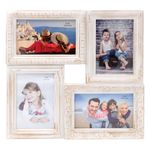 Market - Cadouri - Rame si albume foto - Rama foto multiple, 33 x 33cm, 4 poze, alb, auriu, sticla - Infinity.ro