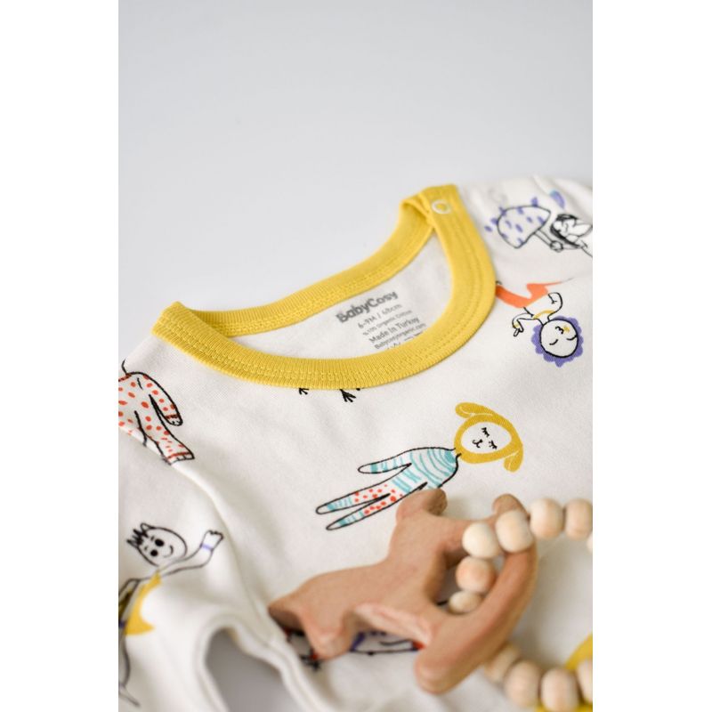 Fashion, accesorii si bijuterii - Copii - Imbracaminte copii - Treninguri si compleuri copii - Set bluzita cu maneca lunga si pantaloni lungi, 100% bumbac organic, BabyCosy, Galben (Marime: 18-24 Luni) - Infinity.ro