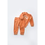 Fashion, accesorii si bijuterii - Copii - Imbracaminte copii - Treninguri si compleuri copii - Set Curcubeu cu bluzita cu maneca lunga si pantaloni lungi din 80%bumbac organic si 20% poliester - Portocaliu, BabyCosy (Marime - Infinity.ro