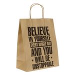 Market - Cadouri - Pungi cadou si accesorii - Sacosa cadou kraft, believe in yourself, hartie, 26 x 12 x 32cm, maro - Infinity.ro