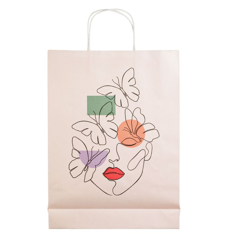 Market - Cadouri - Pungi cadou si accesorii - Sacosa cadou abstract, model chip femeie, somon, 33 x 10x 45cm - Infinity.ro