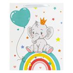Market - Cadouri - Pungi cadou si accesorii - Sacosa hartie cadouri bebelusi, model elefant, multicolor, 26 x 14.5 x 32cm - Infinity.ro