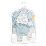 Fashion, accesorii si bijuterii - Copii - Articole botez - Trusouri si accesorii botez - Set vestimentatie nou nascut, 8 piese, bumbac, alb albastru, imprimeu animale - Infinity.ro