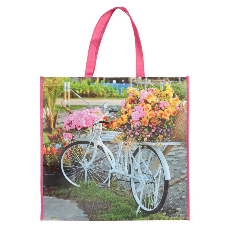 Market - Cadouri - Pungi cadou si accesorii - Sacosa reutilizabila, model bicicleta, fucsia, 50x 18 x 49 cm - Infinity.ro