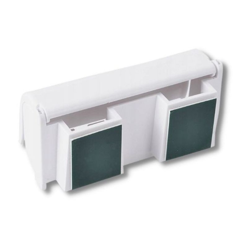 Casa si Gradina - Sanitare - Suporturi si accesorii baie - Dispensere - Set Dozator pasta de dinti si suport pentru 5 periute, Auto-adeziv, Fixare pe perete, Alb - Infinity.ro