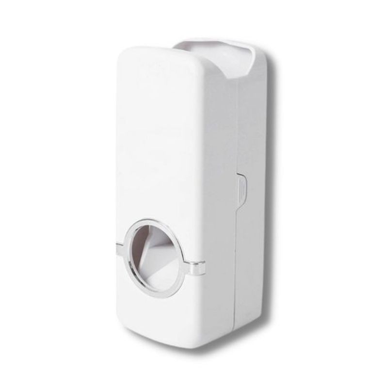 Casa si Gradina - Sanitare - Suporturi si accesorii baie - Dispensere - Set Dozator pasta de dinti si suport pentru 5 periute, Auto-adeziv, Fixare pe perete, Alb - Infinity.ro