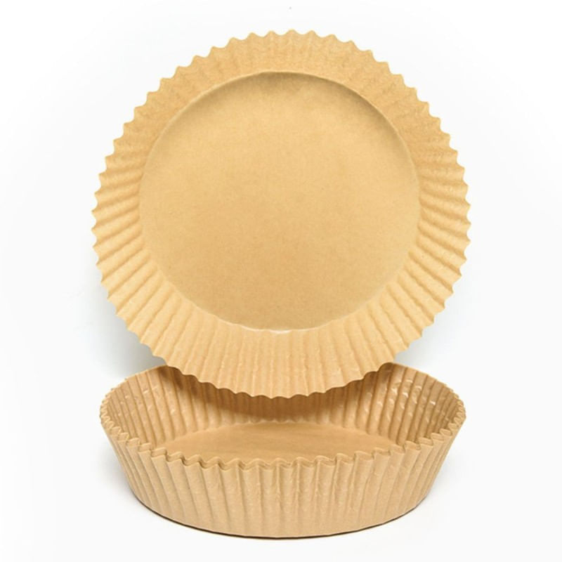 Market - Curatenie si intretinere casa - Produse bucatarie - Pungi si folii alimentare - Set 100 Hartii de copt sau prajit pentru Airfryer, Forma rotund, in suport de plastic cu capac, 16 x 16 cm - Infinity.ro