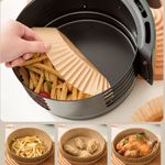 Market - Curatenie si intretinere casa - Produse bucatarie - Pungi si folii alimentare - Set 100 Hartii de copt sau prajit pentru Airfryer, Forma rotund, in suport de plastic cu capac, 16 x 16 cm - Infinity.ro